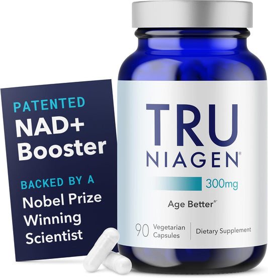 TRU NIAGEN Patented NAD Supplement for Brain Function, Anti Aging & Cell Regeneration, 300mg Niagen, 90 Servings